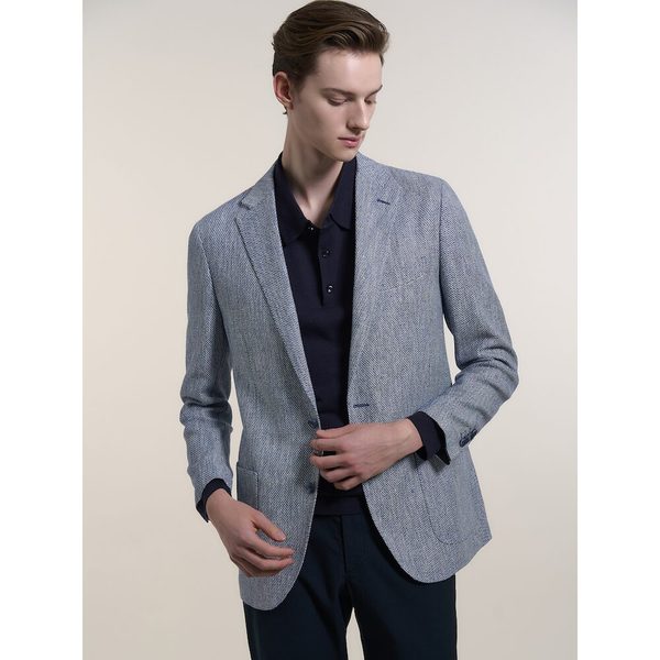 LANSMERE LM 봄 FERLA 럭셔리 모티브 리넨실크 혼방 재킷 블루 LA6211L05P