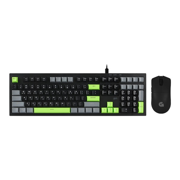 지클릭커 OFFICEPRO OPS990 사일런스 M 108 키보드 무선 마우스 세트 (Poker Green)_이미지