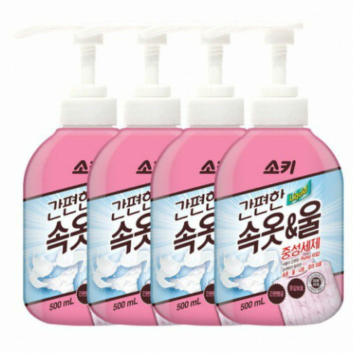 KBH한국생활건강 무궁화 소키 간편한 속옷&울 중성세제 500ml (4개)