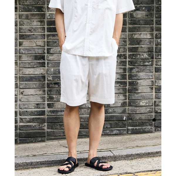 DIEMS 썸머 플루이드 버뮤다 팬츠_아이보리 와이드핏 _LHPWB62WSI