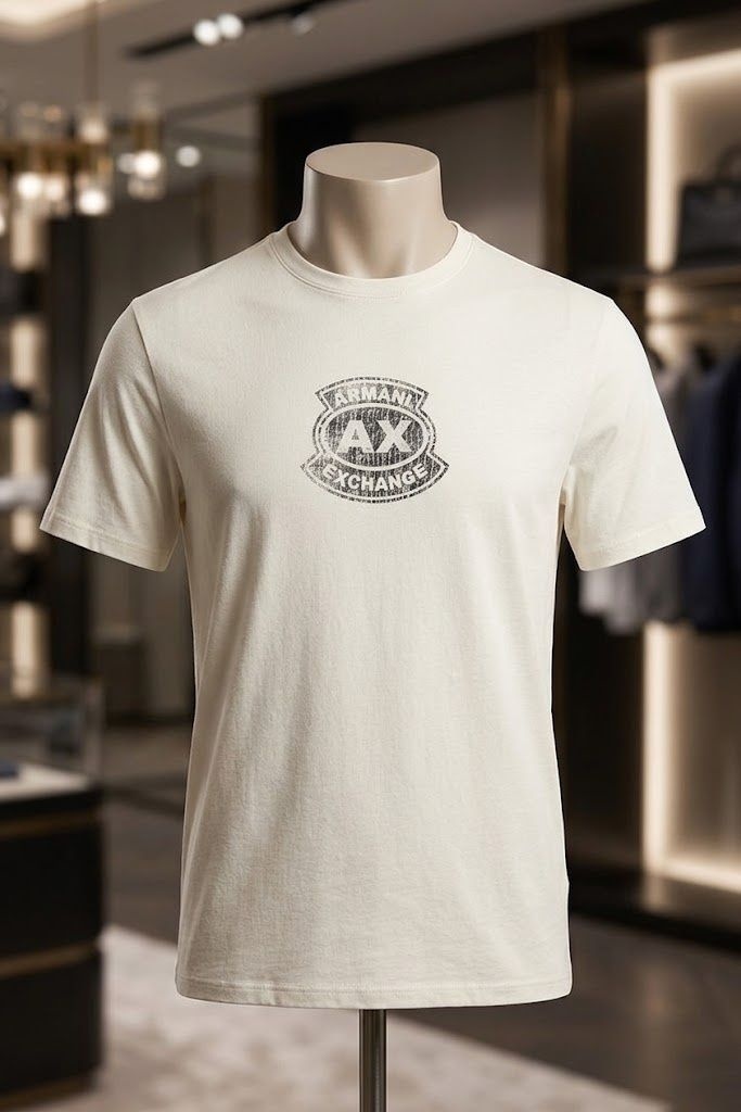 아르마니 ARMANI EXCHANGE AX 남성 프린트 엠블럼 로고 티셔츠A416130020크림