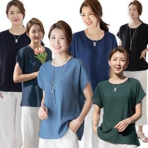  우일 여성 인견 무지 반팔 가오리티셔츠 엄마 아줌마옷 상의 6종