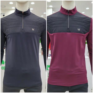 마코 소매언발프린트 우븐퀼팅 집업하이넥 티셔츠 MMM4TH63