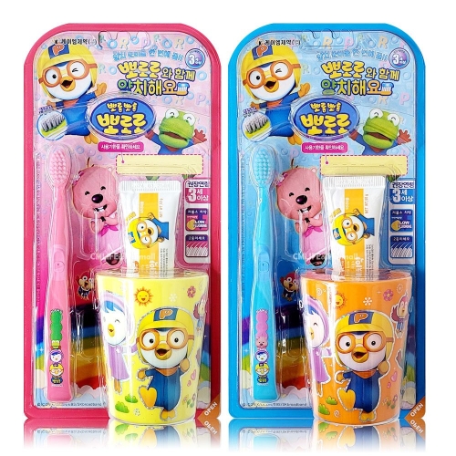 뽀로로 양치컵세트 / 어린이 칫솔 + 치약 + 양치컵 / 유아 유치원 어린이집 단체선물