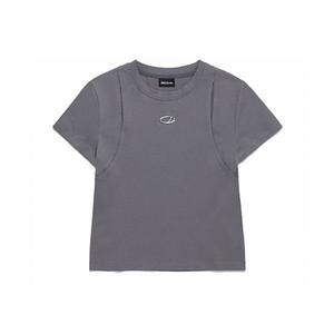 ODDSTUDIO 오드 시그니처 컷오프 슬림 티셔츠 LIGHT GRAY OO4MFRT102LG 125967