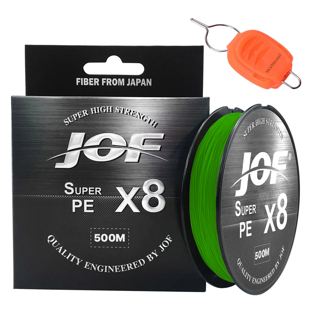 슈퍼PE 8합사 낚시줄 500m + 실버캐스트 라인 스토퍼 세트 그린