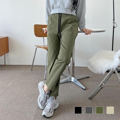 옷자락 여자 스판 허리 밴딩 포켓 일자 스트레이트 팬츠 XL WP25065_베이지 XL_이미지