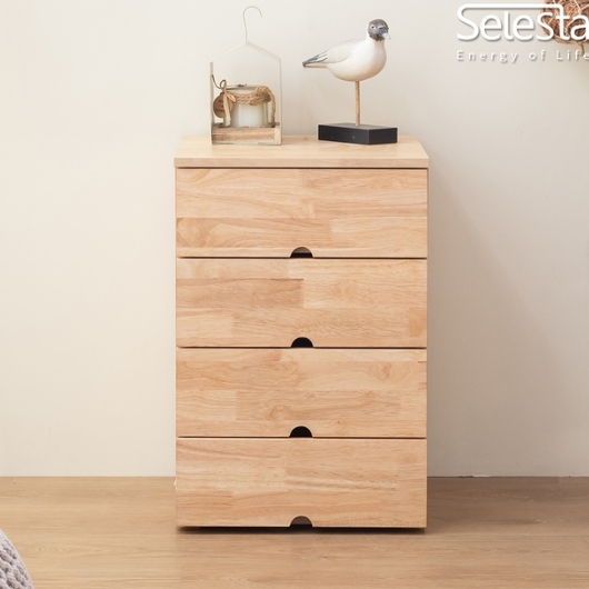 셀레스타 미니원목 4단 고무나무 서랍장 400_이미지