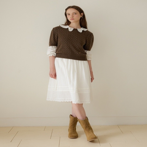 올리브데올리브 레이스 핀턱 프릴 장식 원피스 OE5AO8610