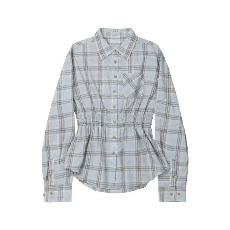 세컨모놀로그 W.Check Smocked Waist 셔츠 SKY블루 SEWSH004SKY블루 추천_이미지