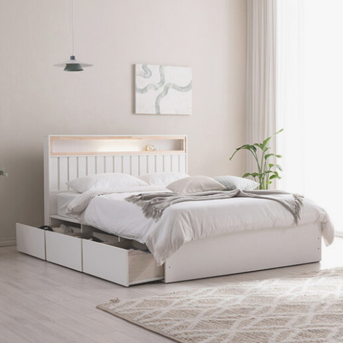 히노 호텔식 편백나무 빅수납 LED침대 K