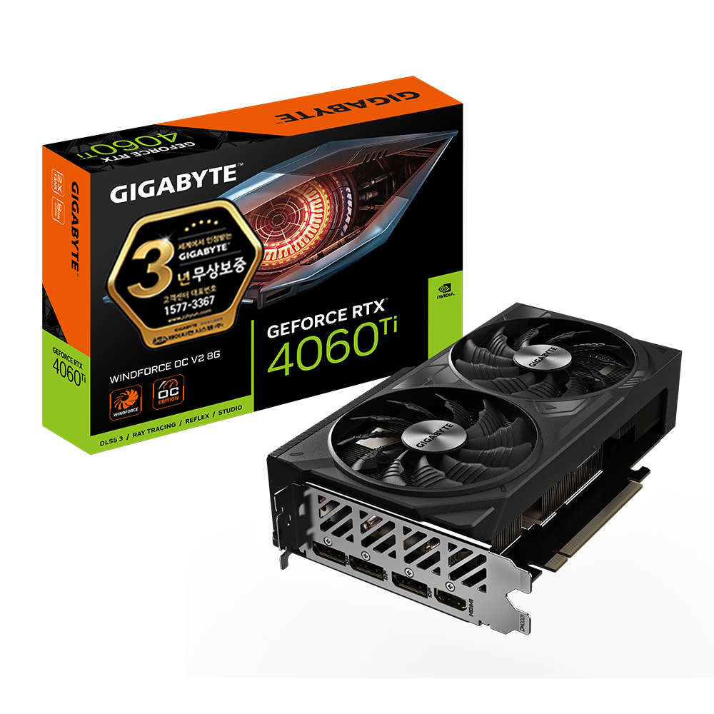 GIGABYTE 지포스 RTX 4060 Ti WINDFORCE OC V2 D6 8GB 제이씨현_이미지