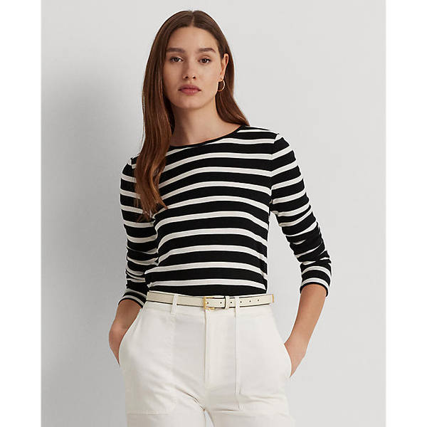 로렌 스트라이프 코튼 롱 슬리브 티 WMLRKNIS6820166001_이미지