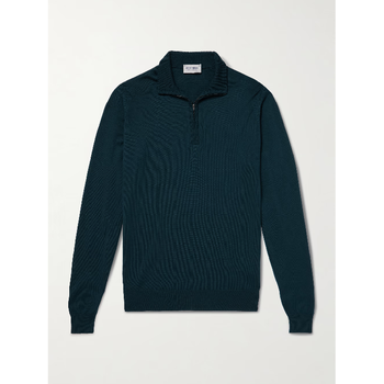 존스메들리 그린 탭튼 슬림핏 메리노 울 하프 집 스웨터 TP5713110