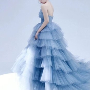 교복몰 베이비블루 벨라인 이브닝 드레스 웨딩촬영. WFGQVP9