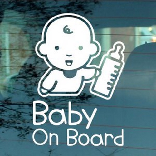 뭉키월드 분유병과 아기 Baby On Board 스티커 LSC-535 (화이트)_이미지