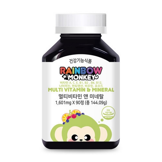 비타민마을 레인보우몽키 멀티비타민 앤 미네랄 90정 (3개)_이미지