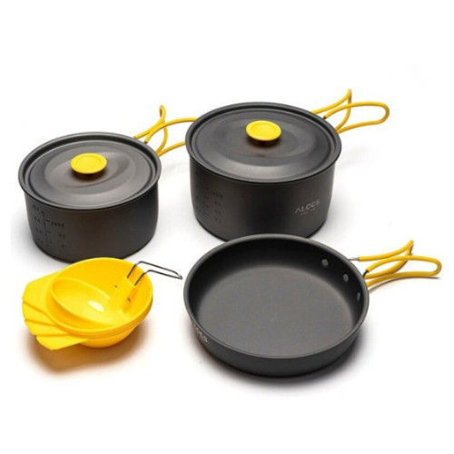 알록스 냄비 2개 + 프라이팬 보울 국자 코펠세트 CW-C47 해외구매