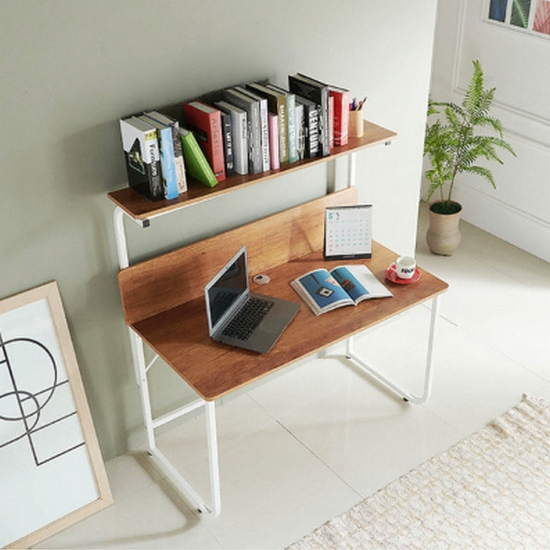 나무뜰 하딘 화이트 선반형 철제책상 (1200x600)_이미지
