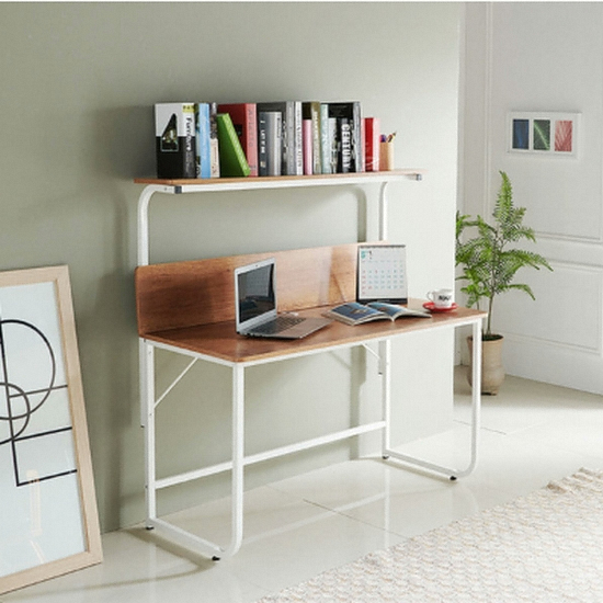 나무뜰 하딘 화이트 선반형 철제책상 (1200x600)