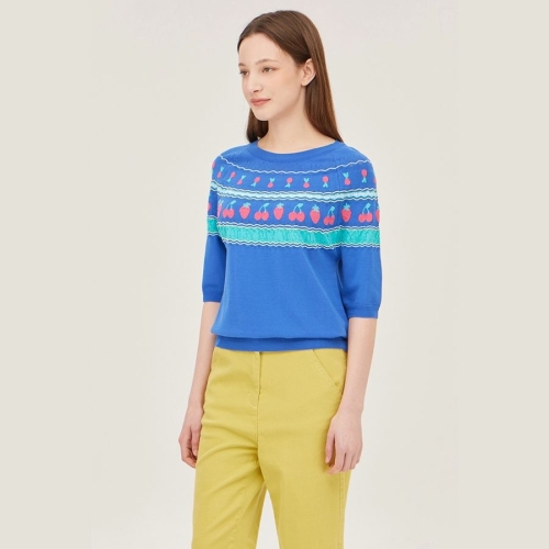 베리 자카드 반팔 니트 BAKP59531