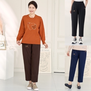 로즈맘 엄마옷 솜씨포켓자수바지 엄마바지 중년여성 바지 5060