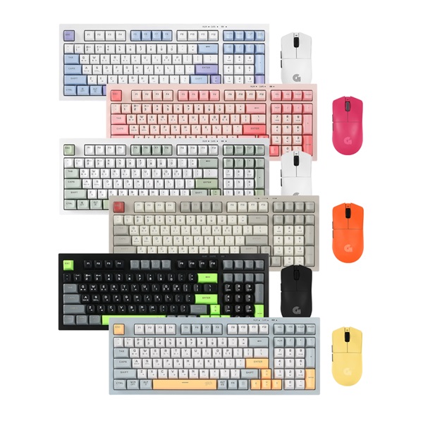 지클릭커 OFFICEPRO WMK990 사일런스 M 98 무선 키보드 마우스 세트 (Pink)_이미지