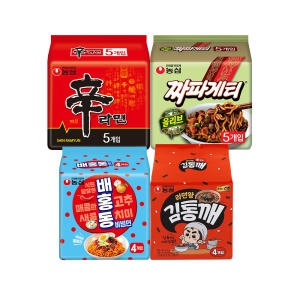 신라면5개 + 짜파게티5개 + 김통깨4개 + 배홍동비빔면4개