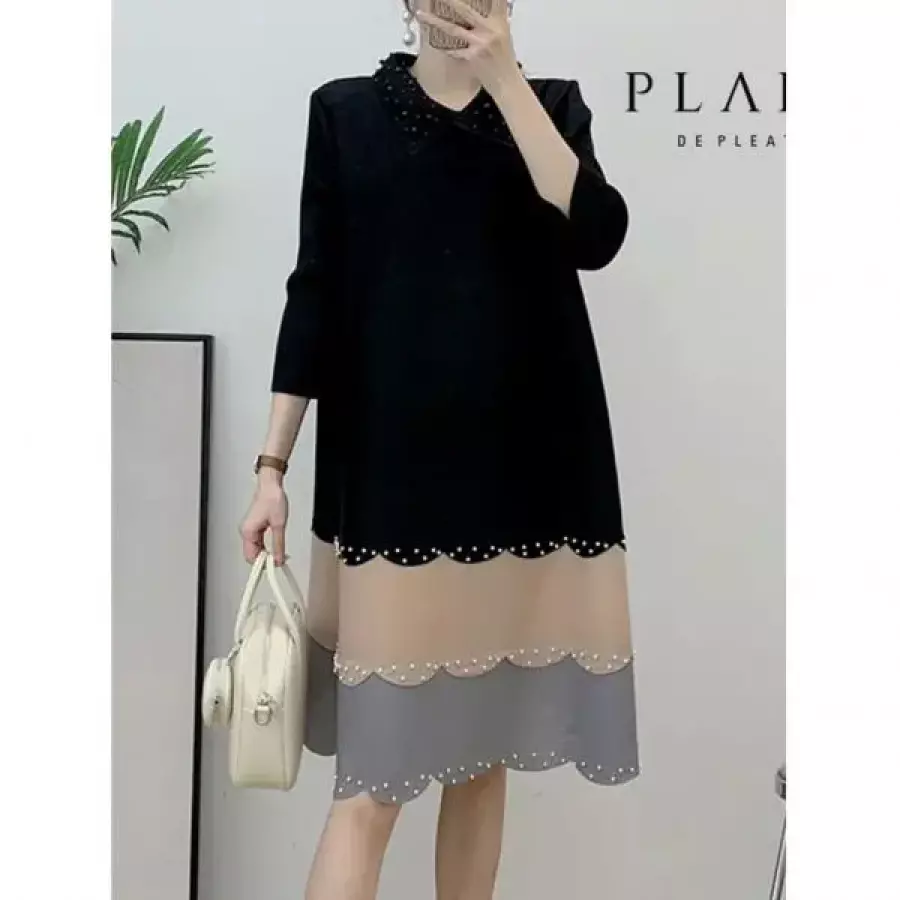 플라라 큐빅진주커브헴라인플리츠원피스_PK3MOP032C