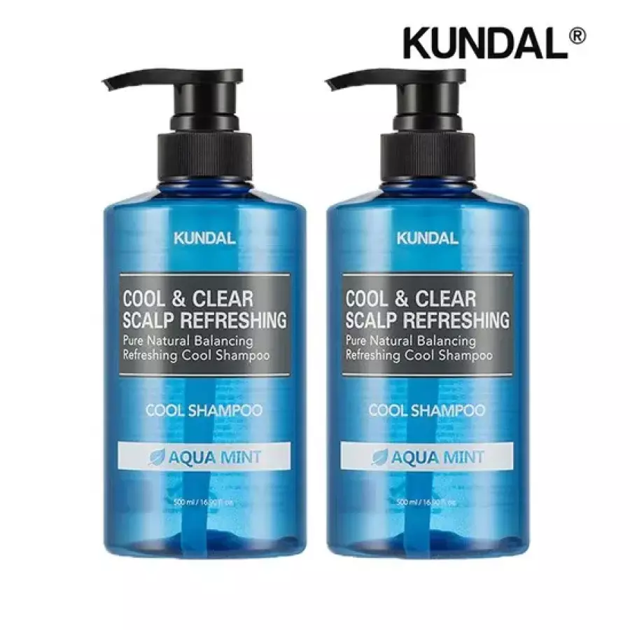 쿤달 쿨 앤 클리어 스칼프 리프레싱 쿨 샴푸 아쿠아민트 500ml (2개)_이미지