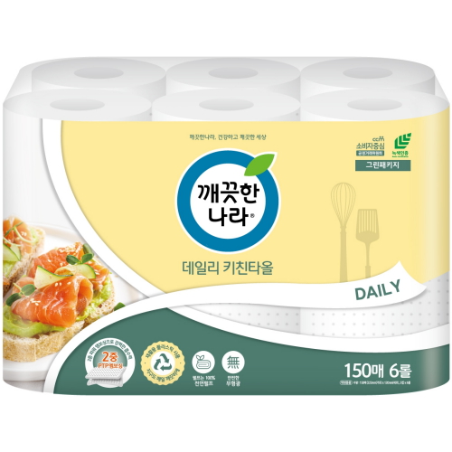 데일리 키친타월 150매 (6입)
