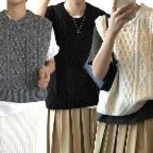 에이치플러스몰 봄 가을 베이직 꽈배기 여자 라운드넥 니트 WCC8CD6_이미지