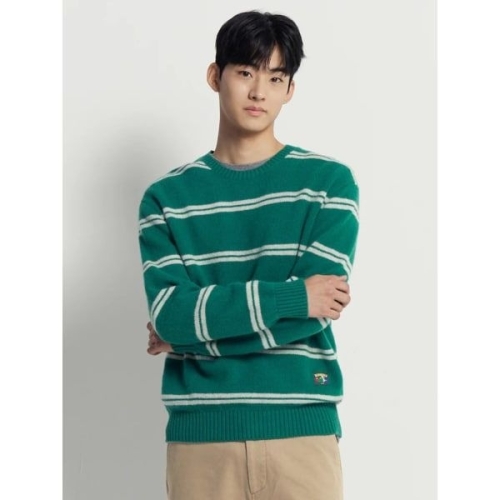 빈폴 FW25 멘 FW25 푸즈예티 스트라이프 니트 그린 BC5X51C61M_이미지