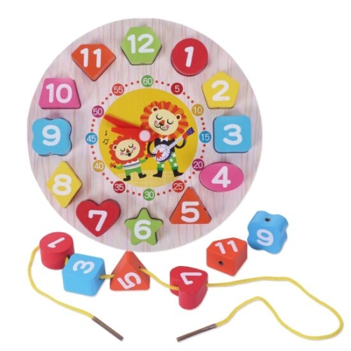 [불명] 꿀템 실꿰는 원목시계 퍼즐 블럭놀이 악어_이미지