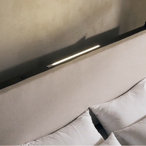 장인가구 까르뎅차콜 패브릭 호텔 평상형 LED침대 LK+400협탁 2개 (유로탑독립)_이미지