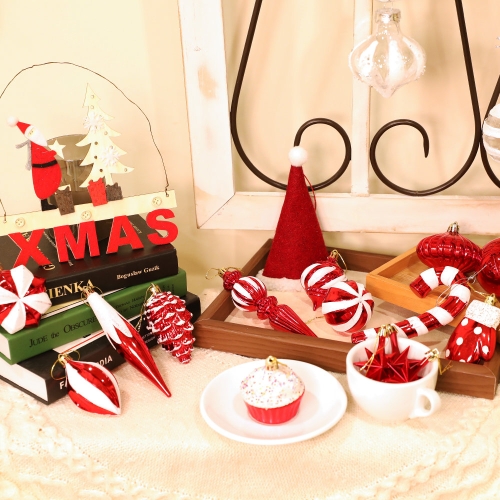 조아트 트리오너먼트 레드화이트 볼장식세트