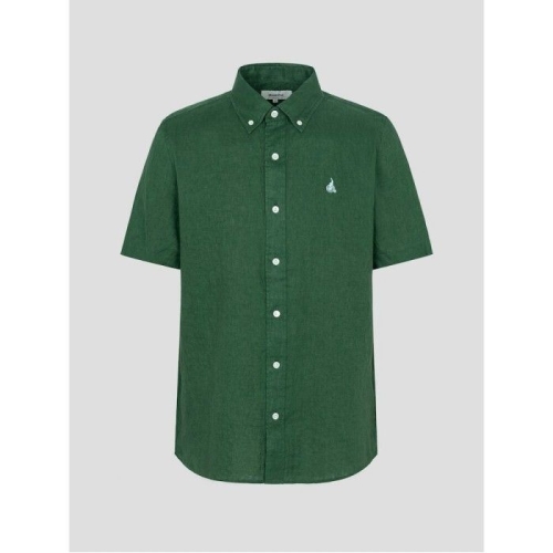 삼성물산 빈폴 멘 리넨 솔리드 반소매 셔츠 그린_BC5365C21M