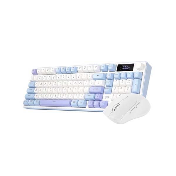 지클릭커 OFFICEPRO WMK50 사일런스 M LCD 98 무선 키보드 마우스 세트 (Sky City)_이미지