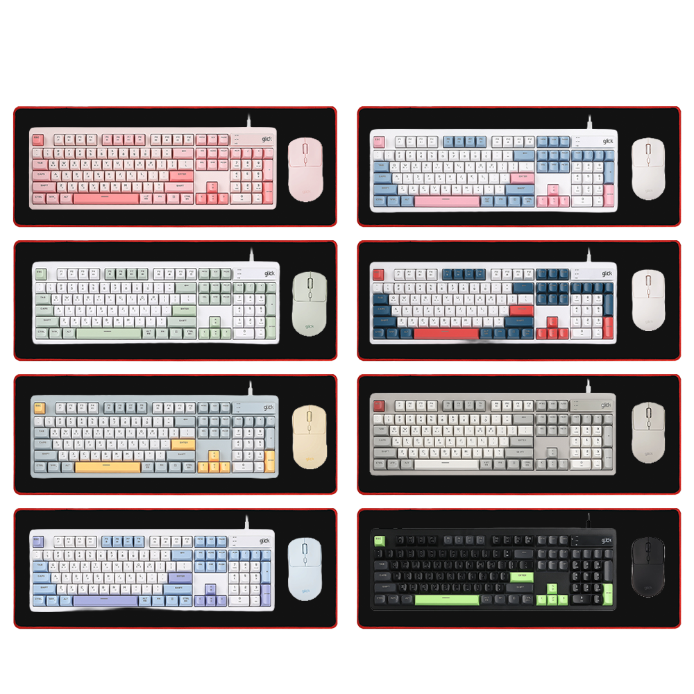 지클릭커 오피스프로 OPK515 키보드 무선 마우스 장패드 세트 [Poker Green]