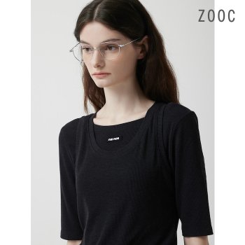 ZOOC 레이어드 하프 슬리브 티셔츠 DG_Z253MSM002
