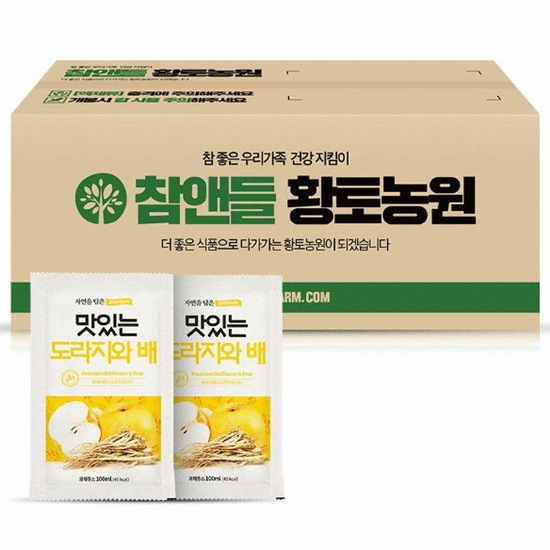 참앤들황토농원 맛있는 도라지와 배 100ml 100포 (1개)