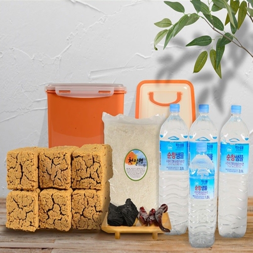 순창메주 정월 장담그기 완벽 풀세트(메주 6개+천일염+건고추+숯+누름독+순창샘물7L) (1개)_이미지