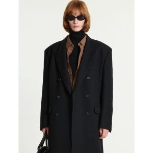 LF TNGT Heavy Wool Double-breasted Coat Black TNCO5F101BK