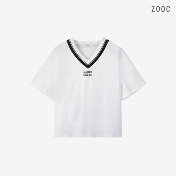대현 ZOOC 플리츠 블록 브이넥 티셔츠 WH_V262MSM939