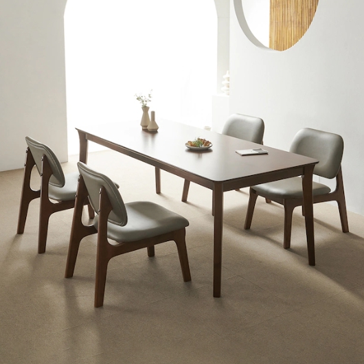 라로퍼니처 레스트 고무나무 원목 낮은 패밀리 식탁 1900 (의자4개)_이미지