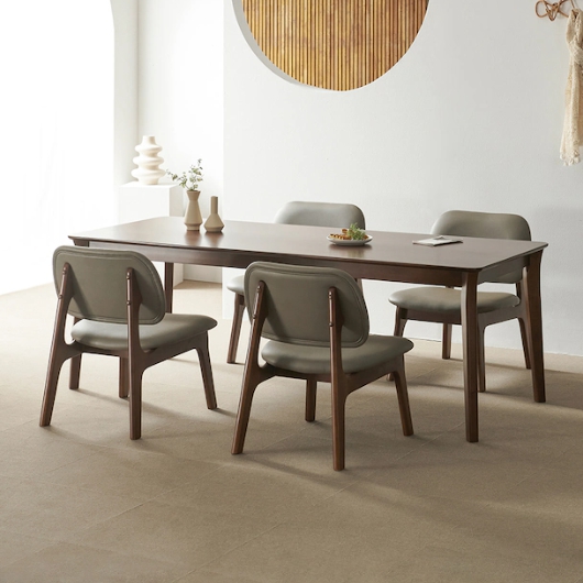 라로퍼니처 레스트 고무나무 원목 낮은 패밀리 식탁 1900 (의자4개)_이미지