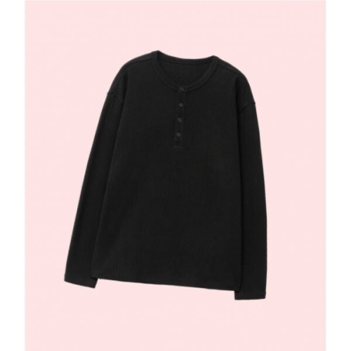 TNGT 리브드 헨리 넥 티셔츠 블랙 TNTS5F100BK 2001265_이미지