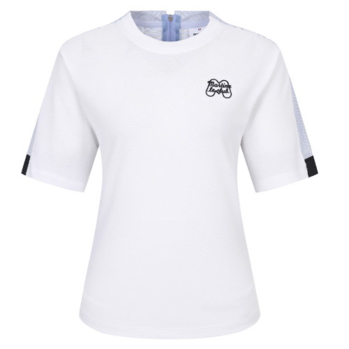 스트라이프 우븐 믹스 티셔츠 QW0FTTR21330