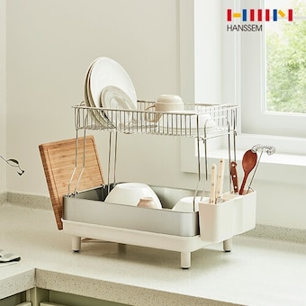 한샘몰 X 4BNK 모던 스틸 <b>식기</b><b>건조대</b> 2단