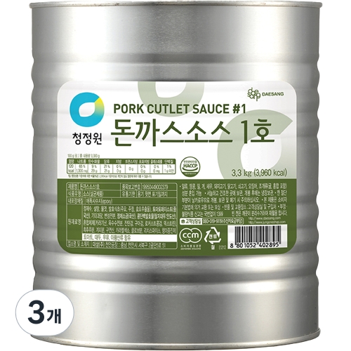 대상 청정원 돈까스소스 1호 3.3kg (3개)